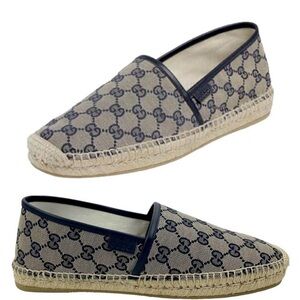 Gucci Beige and Navy GG Canvas Espadrilles